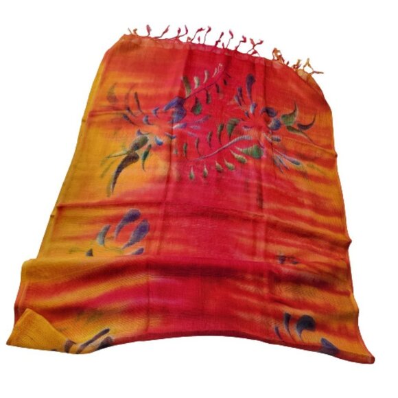 Orange Red and Yellow Rectangular Soft Light Scarf - Picture 6 of 10